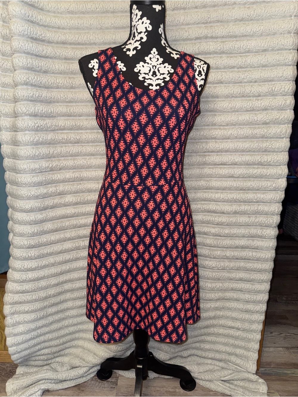 Maurices Navy & Coral Fit & Flare Dress Size S NWOT